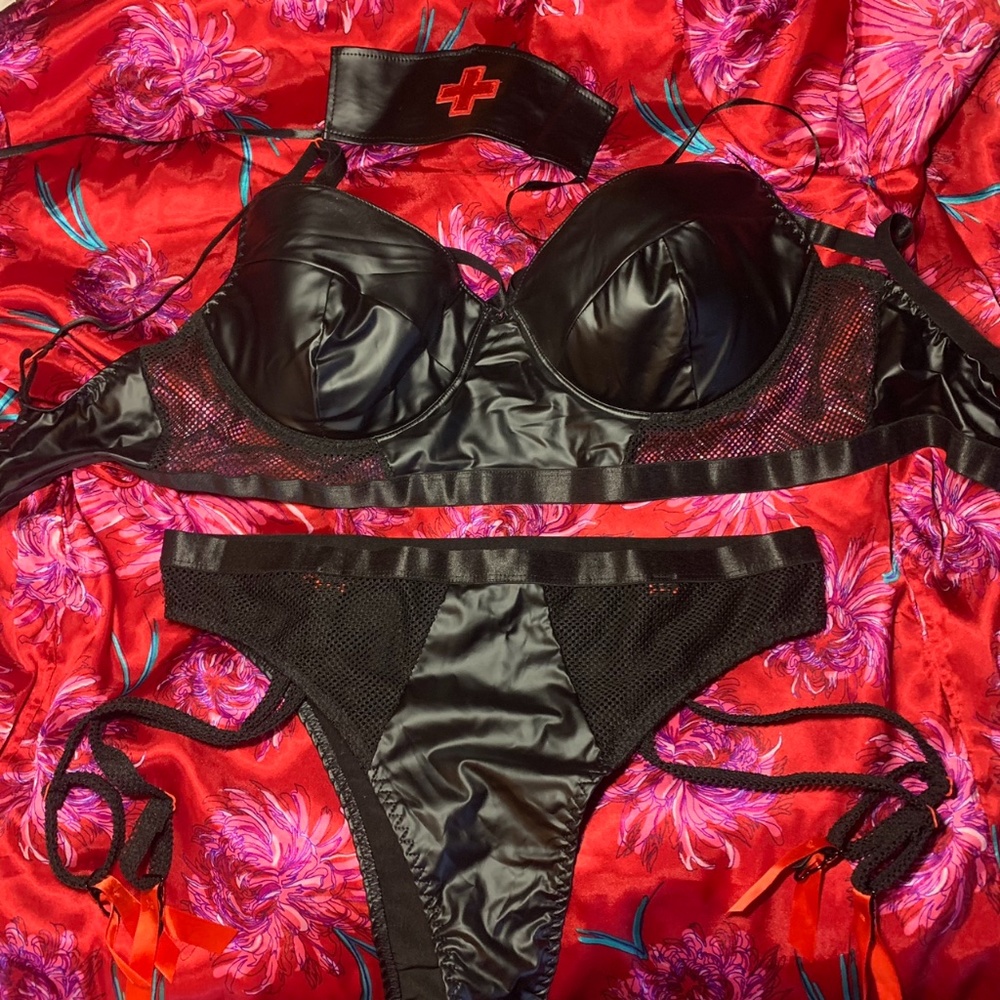 Sexy Plus Size Goth Nurse Costume Lingerie